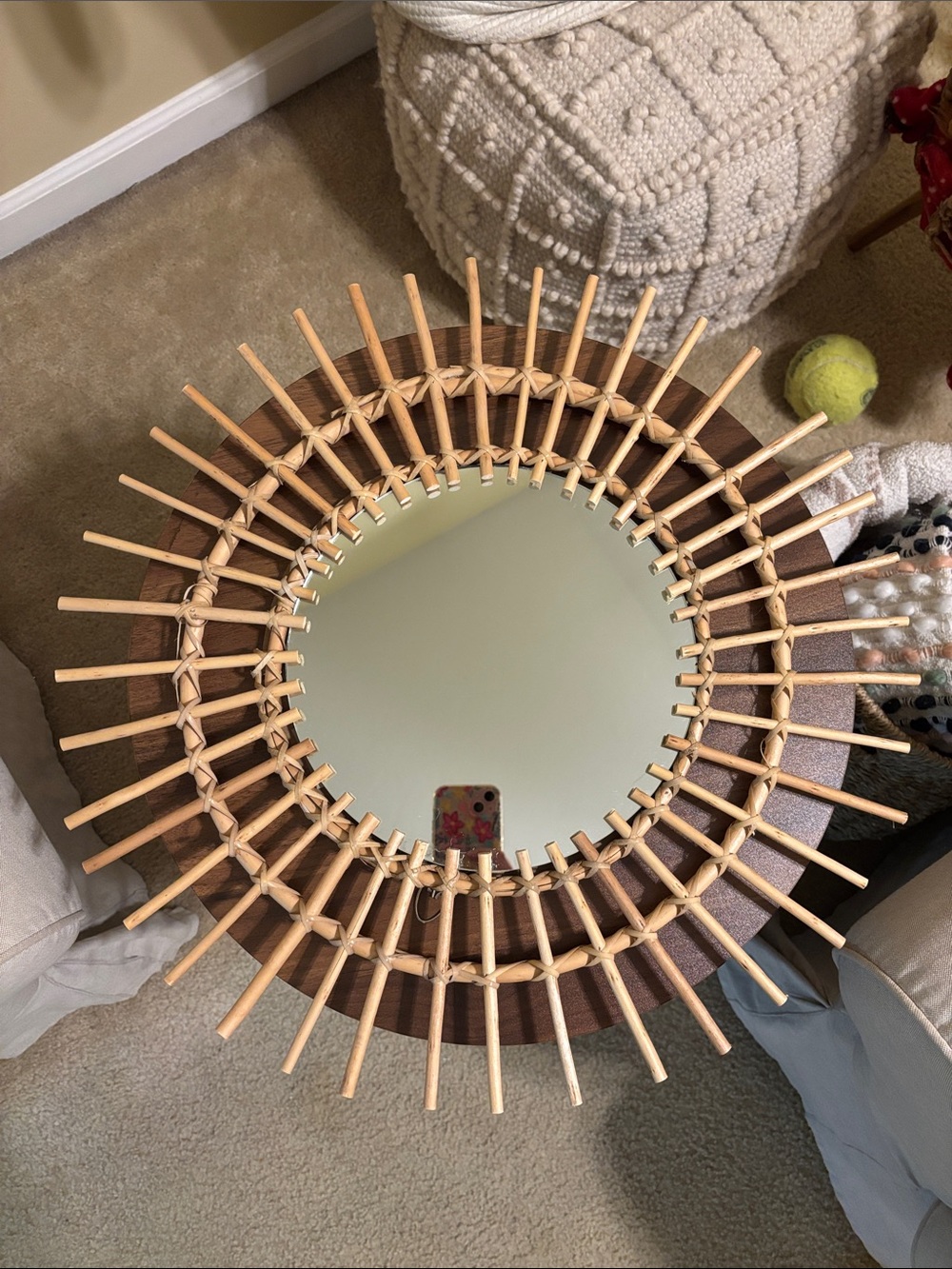 Natural Rattan Sunburst Wall Mirror - Natural Color